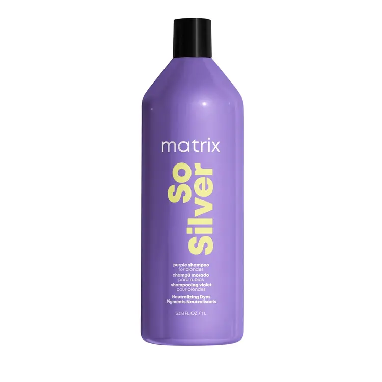 MATRIX So Silver | Purple Shampoo - Neutralizes Yellow Tones in Blonde and Grey Hair (1000ml/33.8oz)