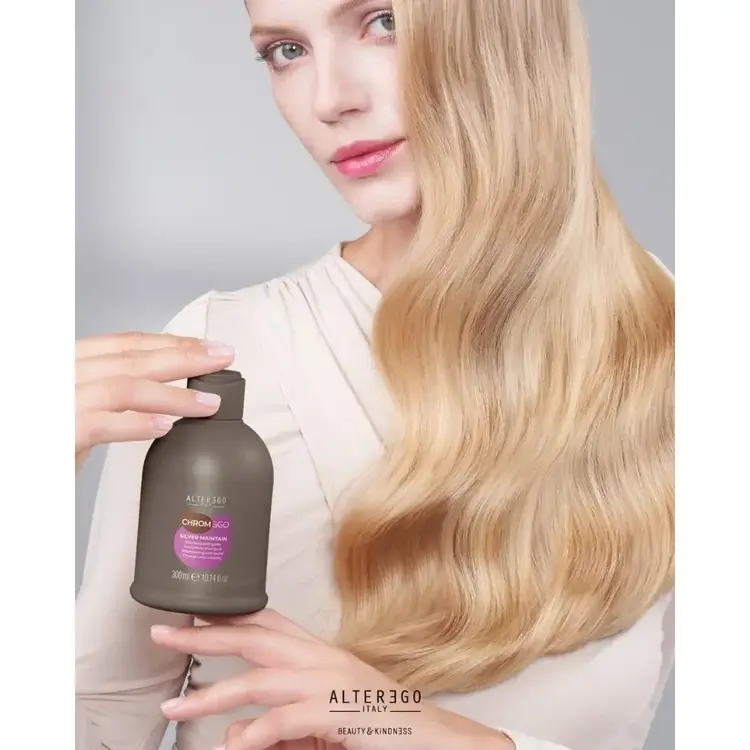 ALTER EGO Chromego | Silver Maintain | Shampooing Anti-Jaune - Neutralise les reflets jaunes et ravive les blonds et gris