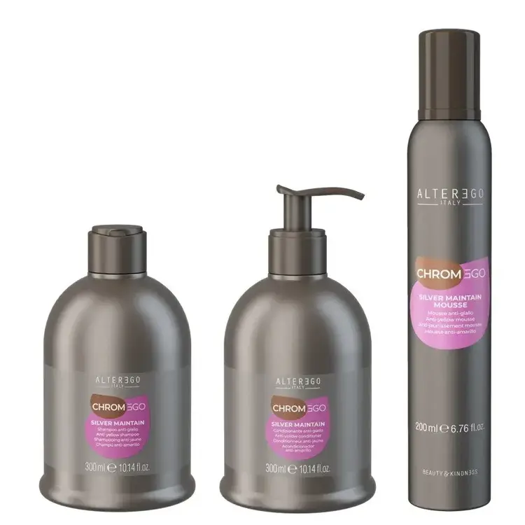 ALTER EGO Chromego | Silver Maintain | Anti-Yellow Shampoo - Neutralizes yellow tones for blonde and gray hair