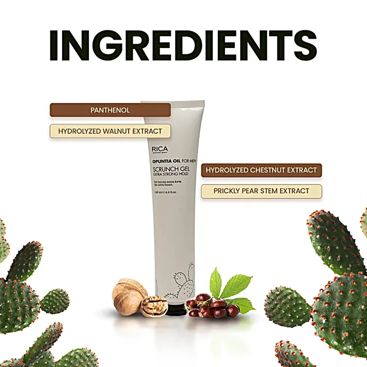 RICA Opuntia Oil For Men | Scrunch Gel Extra Strong Hold - Extra Strong Hold Styling Gel (125ml/4.2fl. oz)