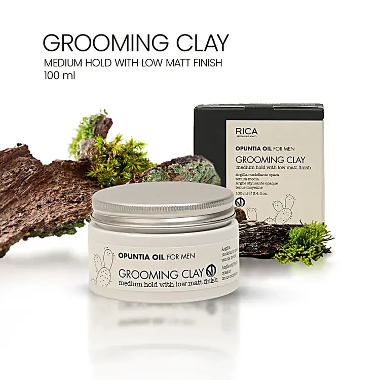 RICA Opuntia Oil For Men | Grooming Clay - Argile Coiffante Homme (100ml/3.4oz)