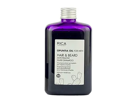 RICA Opuntia Oil For Men | Hair & Beard Anti-Yellow Silver Shampoo (250ml/8.45oz)