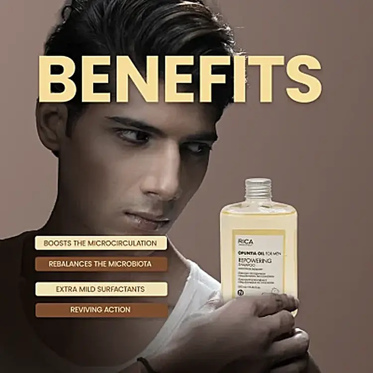 RICA Opuntia Oil For Men | Repowering Shampoo - Revitalizing Shampoo For Men (250ml/8.45oz)
