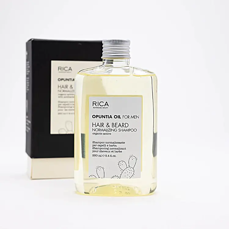 RICA Opuntia Oil For Men | Hair & Beard Normalizing Shampoo - Daily Expert Care (250ml/8.45oz)