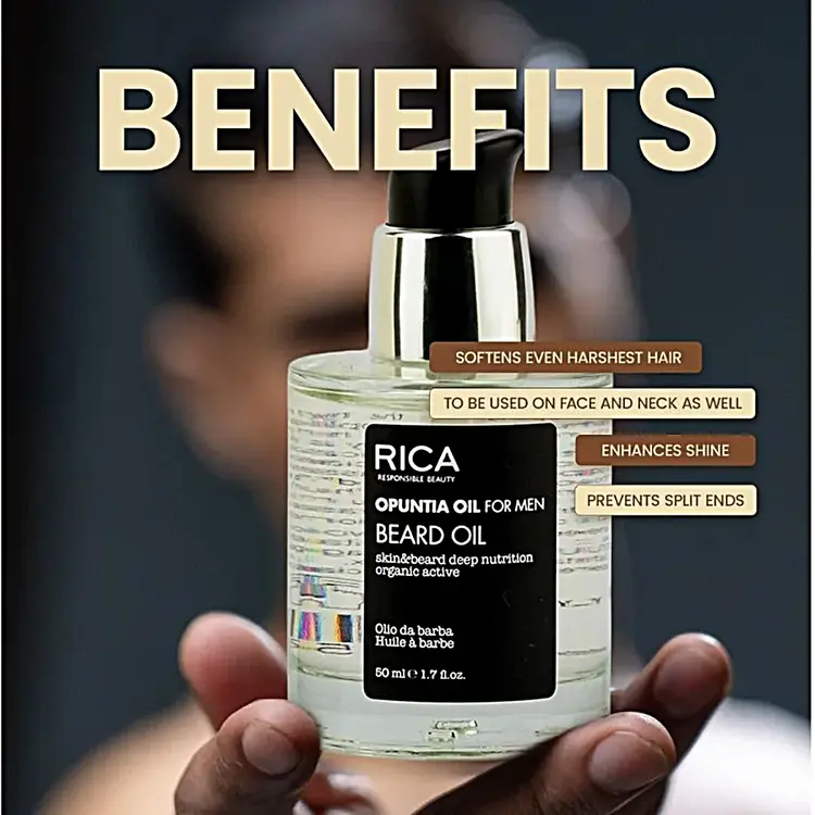 RICA Opuntia Oil For Men | Beard Oil - Huile Barbe Nourrissante (50ml/1.7fl. oz)