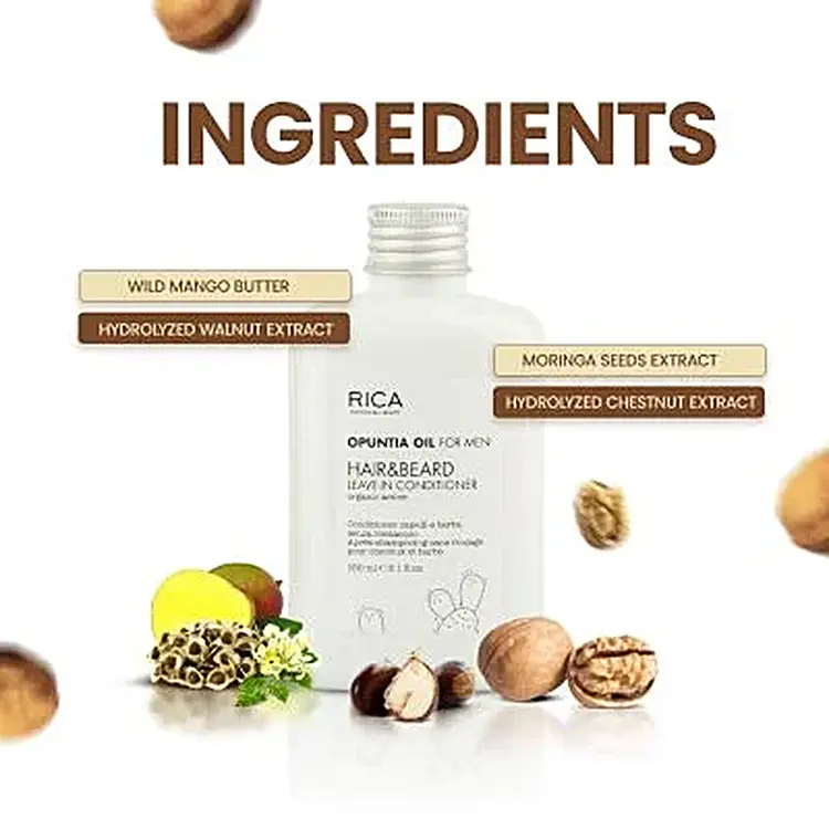 RICA Opuntia Oil For Men | Hair & Beard Leave-In Conditioner - Hair & Beard Care (150ml/5.1fl. oz)