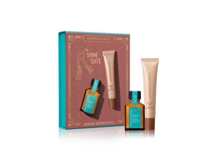MOROCCANOIL Coffret des Fêtes 2026 | The Shine Suite - Vanille et Date - Duo Brillance Cheveux & Lèvres