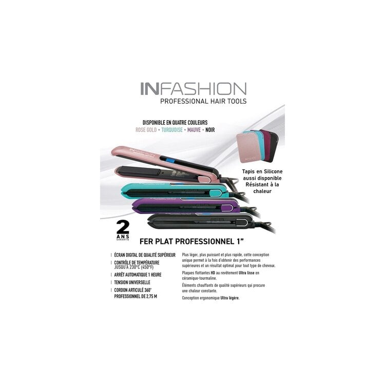 INFASHION  Professional 1'' Flat Iron - Smooth and Shiny Finish