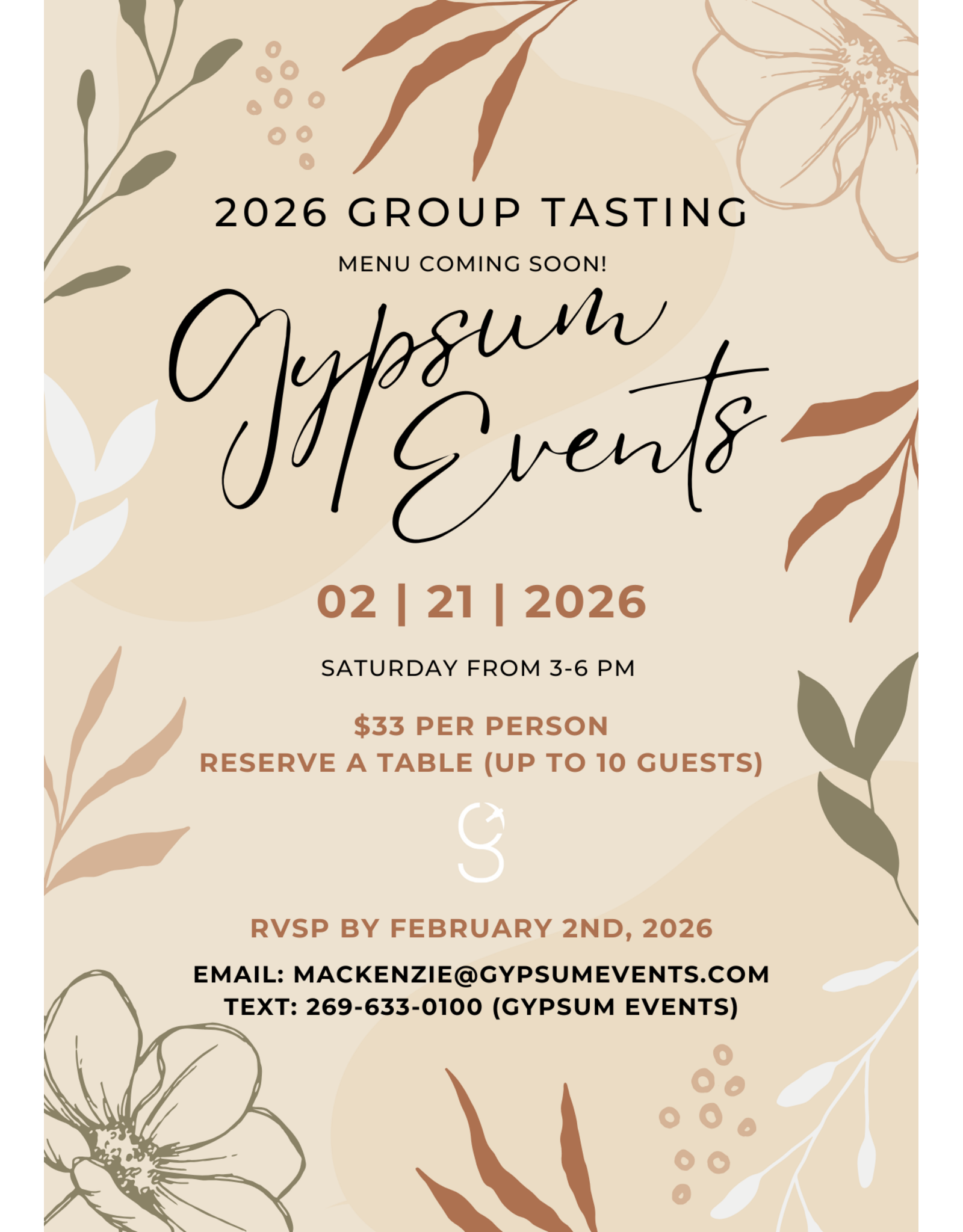 2026 Gypsum Group Tasting