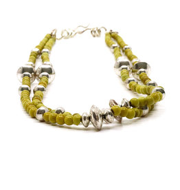 necklace sterling, yellow turquoise