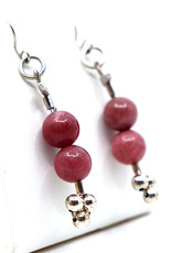 earrings, rhodonite beads and sterling silver