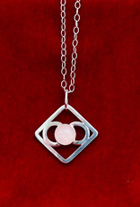 neck, Stg Rose Quartz on sterling chain, 18"