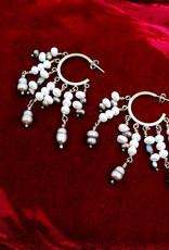 earrings, gypsy style, 7 strands of pearls