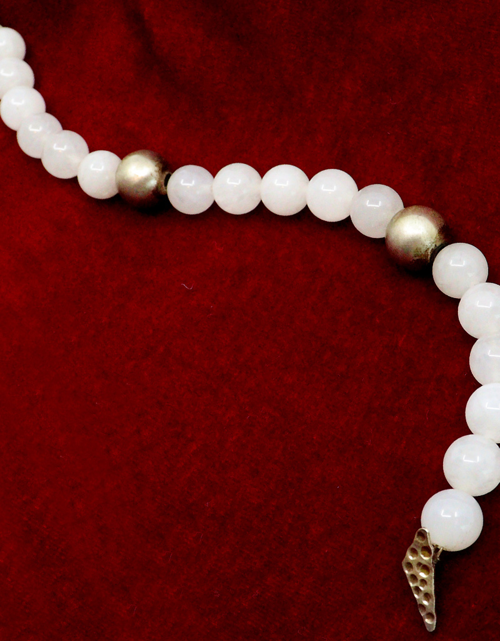 bracelet, snow quartz beads with sterling silver