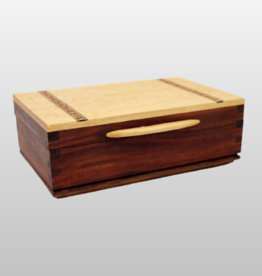 walnut and maple small box with diamond lid inlay