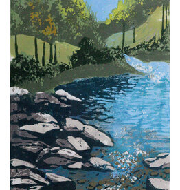 Creek, Early Fall 15 colour woodcut reduction