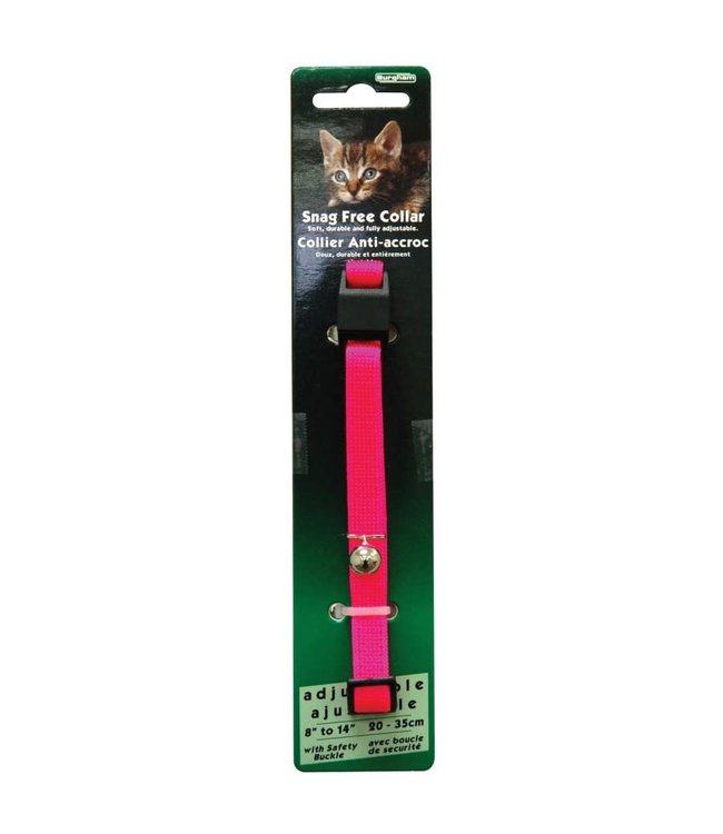 Burgham Snag Free Breakaway Cat Collar Neon Pink 8-14in