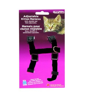 Burgham Adjustable Kitten Harness Black 3/8 x 9-15in