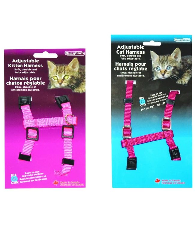 Burgham Adjustable Kitten Harness Pink 3/8 x 9-15in