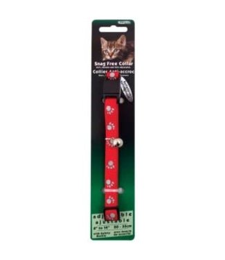 Burgham Reflective Cat Collar with Paws Red 8-14in