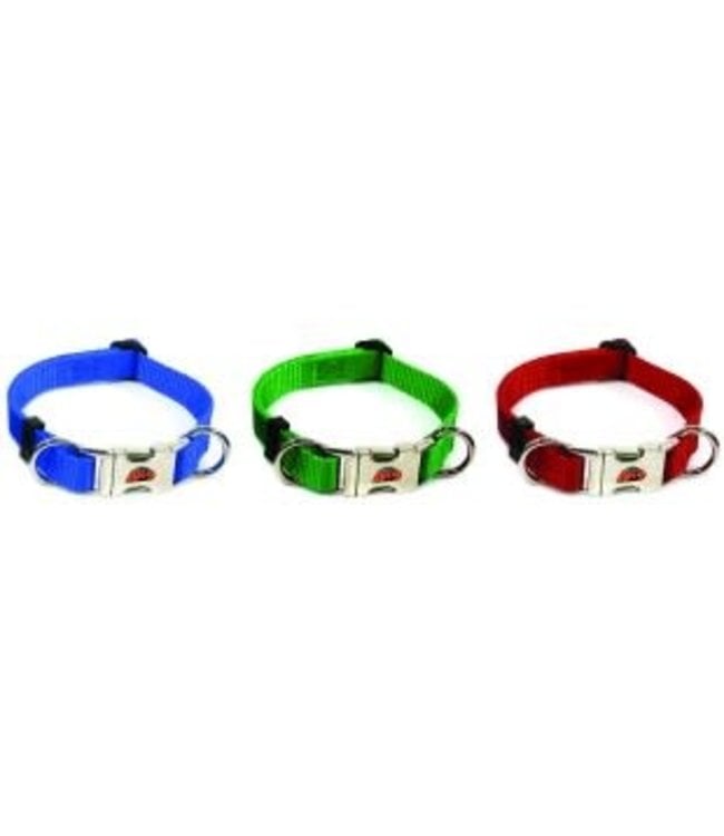 Ak-9 Adjustable Nylon Collar with Metal Buckle 5/8in x 14-18in Red