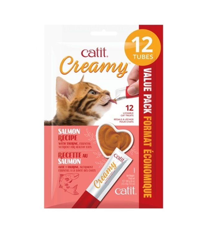 Catit Creamy Lickable Salmon Treats for Cats 12pk