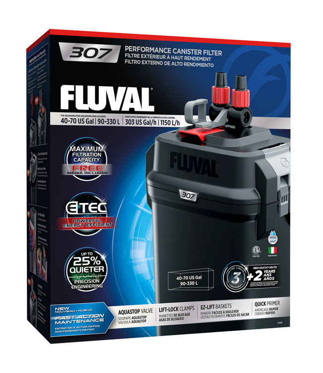 Fluval 307 Performance Canister Filter for Aquariums up to 330 L (70 US gal)