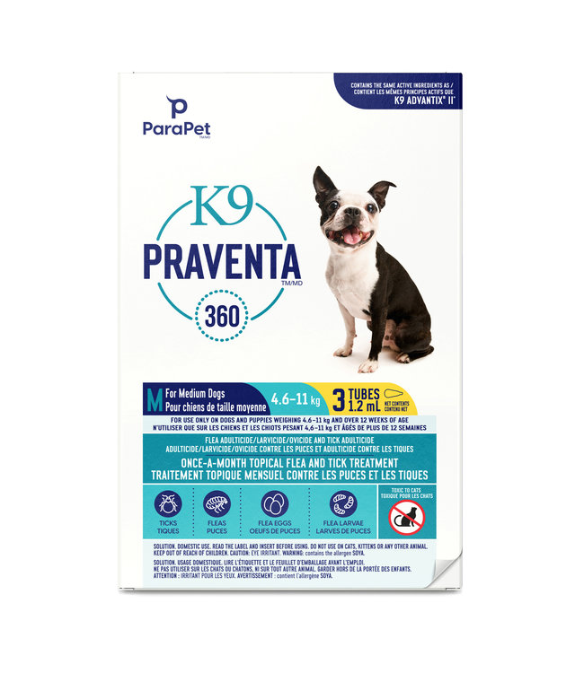 Praventa 360 Flea & Tick Treatment Medium Dogs 4.6 kg to 11 kg