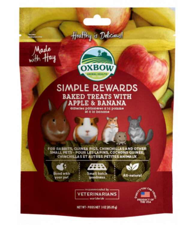 Oxbow Simple Rewards Baked Treats with Apple and Banana 3oz