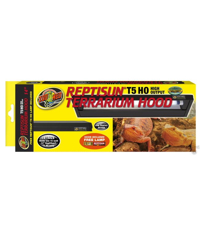 Zoo Med Reptisun T5-HO Terrarium Hood with UVB 5.0 Bulb – 14in