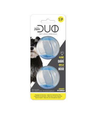 Zeus Duo Ball 5cm with Squeaker & Glow 2pk