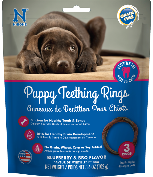 N-Bone Puppy Teething Ring Blueberry/BBQ Grain Free 3pk 102g