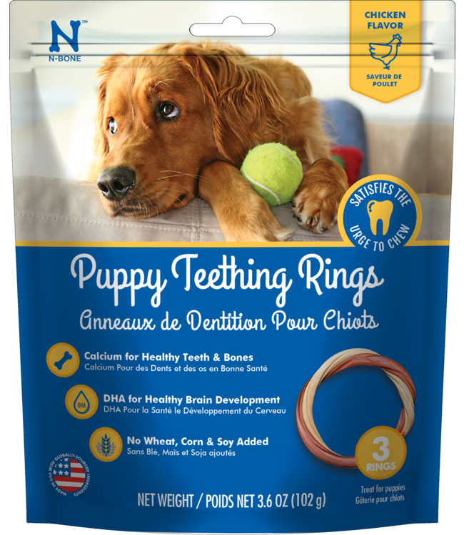 N-Bone Puppy Teething Ring Chicken Flavour Grain Free 3pk 102g