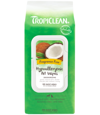 TropiClean Hypoallergenic Deodorizing Pet Wipes 100pk