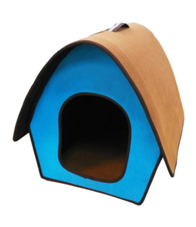 Penn-Plax Folding Zip-Up Pet Home Blue Curved Roof 54x48x45cm