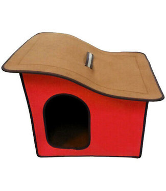 Penn-Plax Folding Zip-Up Pet Home Red Sloped Roof 55x46x40cm