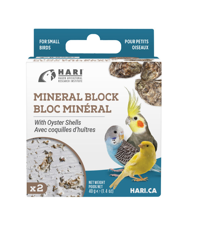 HARI Mineral Block for Small Birds - Oyster Shells - 40 g - 2 pack