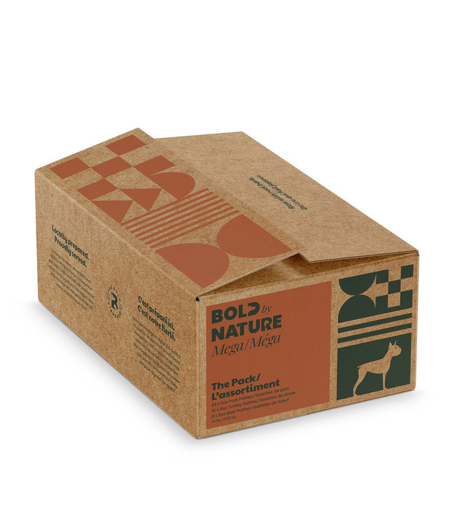Bold by Nature Raw Frozen Dog Food Non-Chicken Variety Box Patties 10.8kg (48 x 8oz Patties)