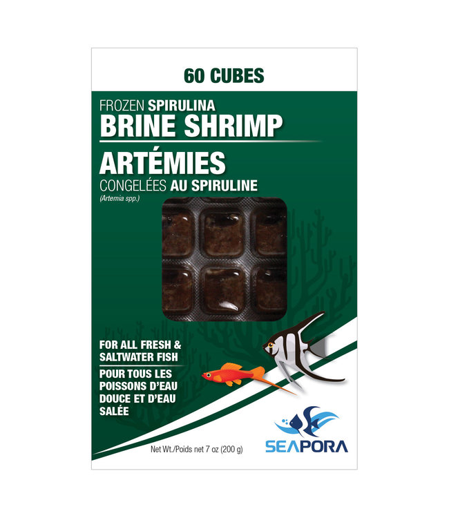 Seapora Seapora Frozen Spirulina Brine Shrimp - 60 Cubes - 200 g