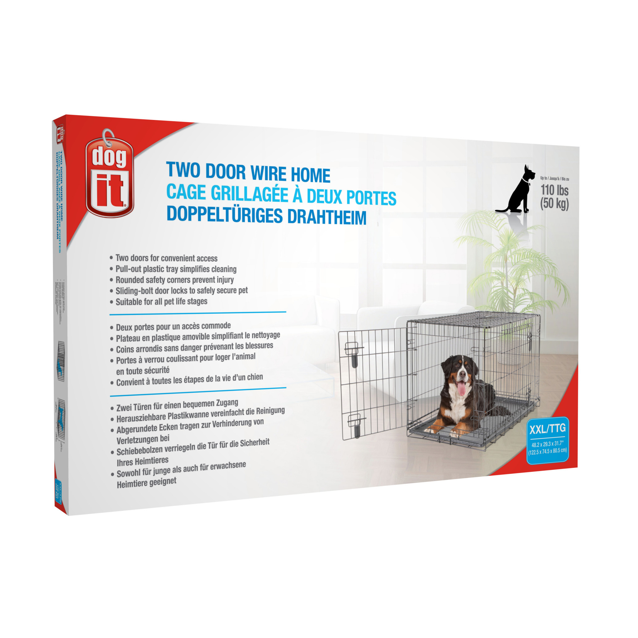 Dogit Two Door Wire Home Crates with divider XXLarge 122.5 x 74.5 x