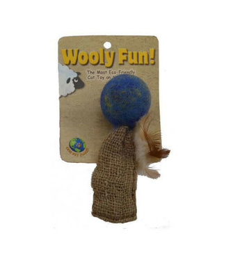 Wooly Fun Feather Ball with Tail Cat Toy