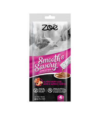 Zoe Smooth & Savory Lickable Cat Treats Shrimp & Salmon 4 pk