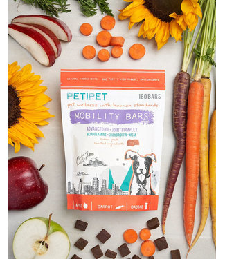 Petipet Mobility Bars Advanced Hip + Joint Relief Treats for Dogs (Apple/Carrot) 228 g (8 oz)