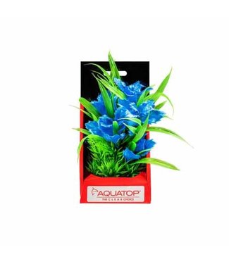 Aquatop Boxed Vibrant Garden Blue Plant 6 inch Weighted Base Plant