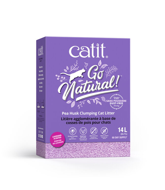 Catit Go Natural! Pea Husk Clumping Cat Litter - Lavender Scented - 5.6 kg (12.3 lbs)