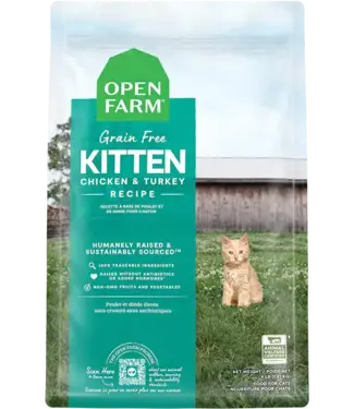 Open Farm Chicken & Turkey Recipe Grain Free Kibble for Kittens 4 lb