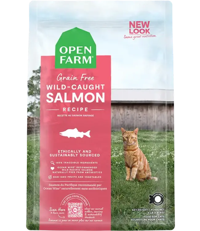 Open Farm Wild Caught Salmon Grain Free Kibble for Cats 4 lb