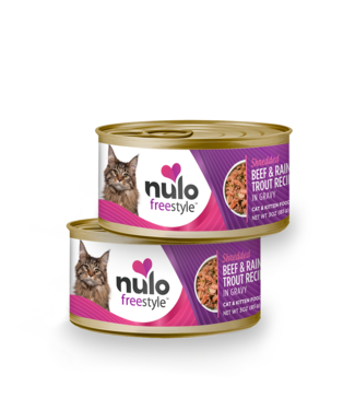 Nulo Freestyle Grain Free Shredded Beef & Trout Recipe Cans for Cats & Kittens 85 g (3 oz)