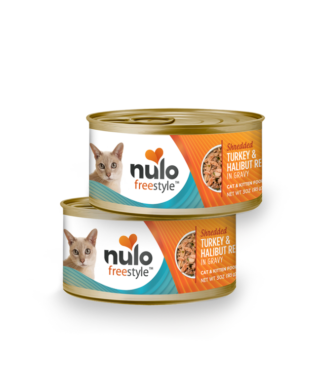 Nulo Freestyle Grain Free Shredded Turkey & Halibut Recipe Cans for Cats & Kittens 85 g (3 oz)