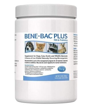 PetAG Bene-Bac Plus Suplement for Dogs, Cats , Exotic and Wildlife Mammals 454 g (16 oz)